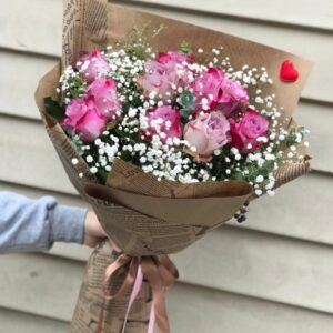 11 Adet Pembe Gül Buketi