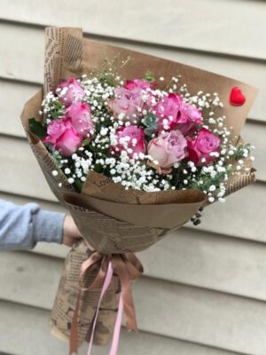 11 Adet Pembe Gül Buketi